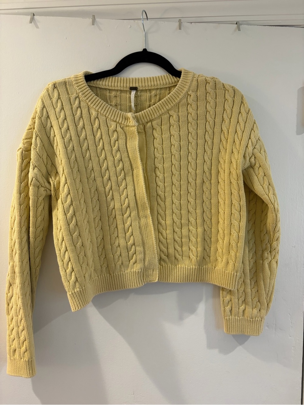 100% cotton Yellow Cable Knit Women's Sweater Cardigan